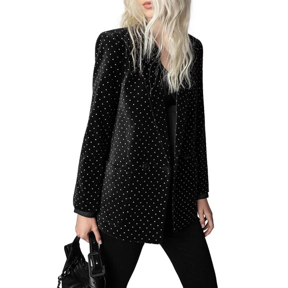 NWT Zadig & Voltaire | Visko Velvet Glitter Dots Blazer - Picture 4 of 16